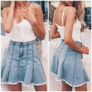 90’s Vibes Denim Flared Mini Skirt